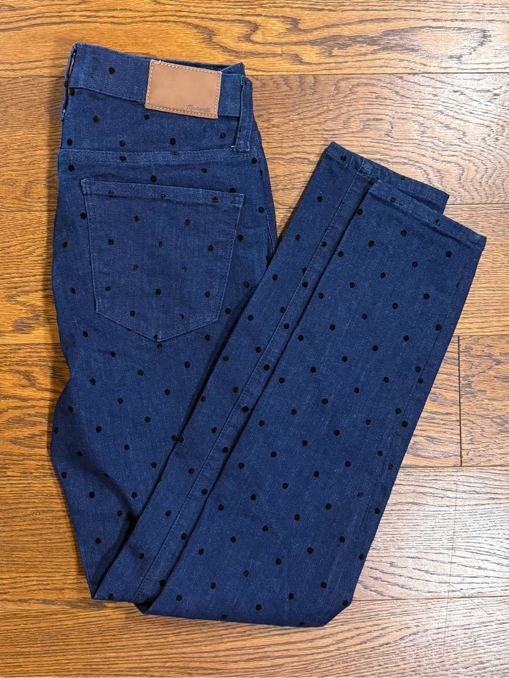 Madewell Women's 9” High-Rise Skinny Jeans Flocked Dots Limited Edition Size 26
